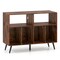 Rustic Brown Engineered Wood Vinyl Record Player Stand with USB and AC